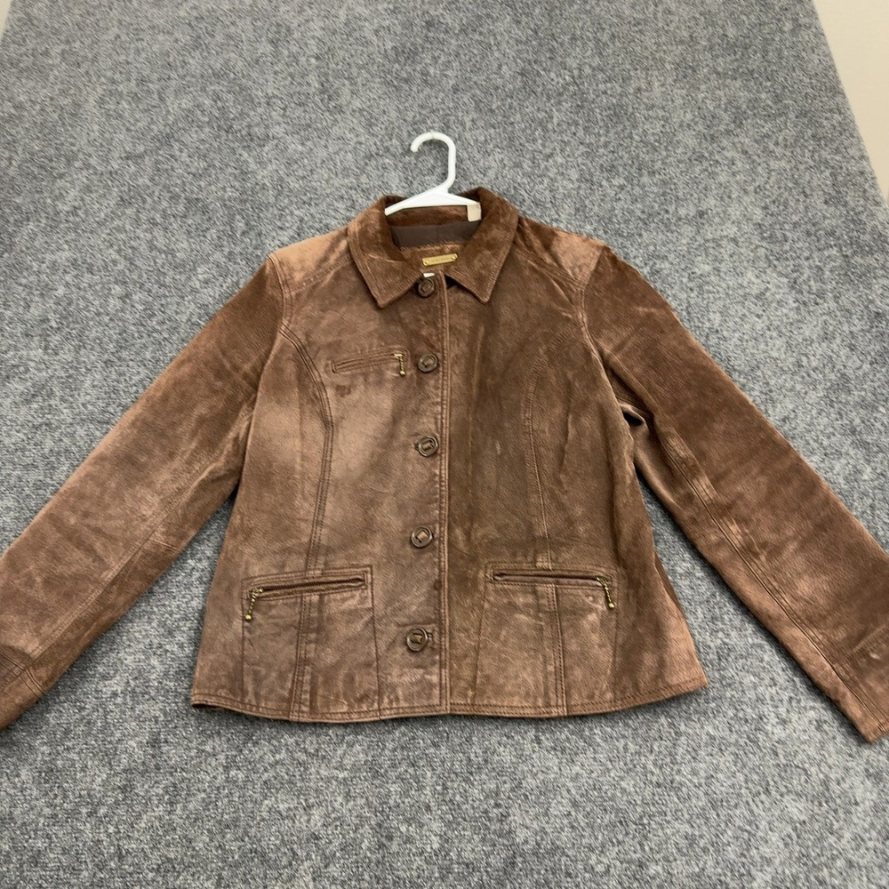 Vintage i.e. relaxed Jacket Womens M Brown Leather Suede Button Front Western